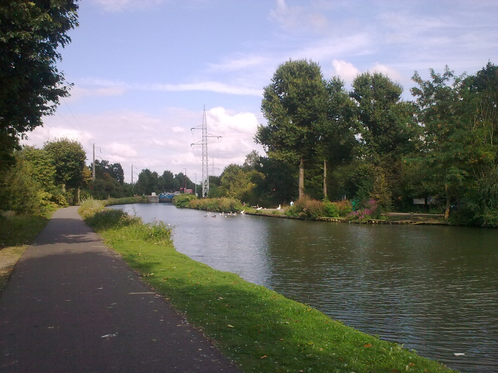 Cycling and towpath along the Dessel-Schoten canal, daily commute route from Sint-Job-in-'t-Goor